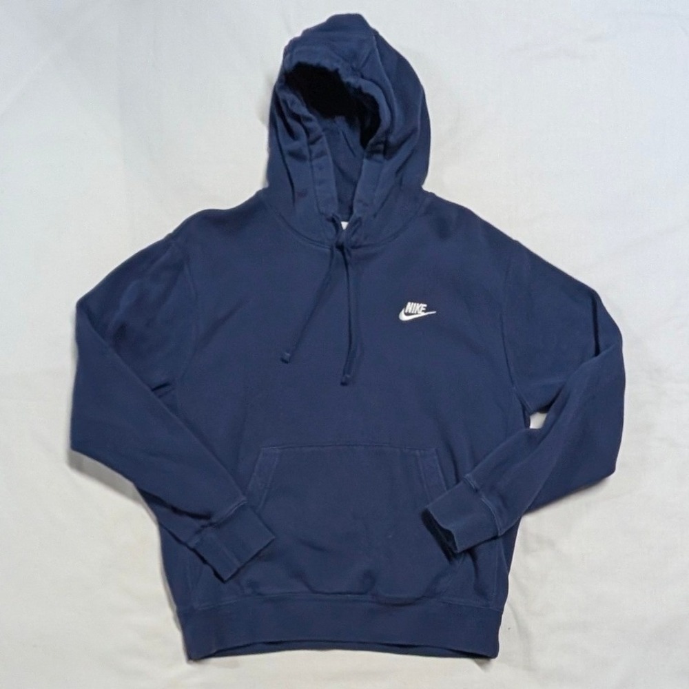 Nike Sportswear Club Fleece Navy Blue Pullover Hoodie Mens Medium